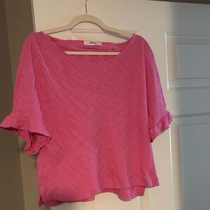 Promod Hot Pink Textured Short Sleeve Tunic